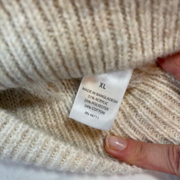 NWT Ophelia Roe women’s cream crew neck puff shoulder pointelle sweater. Size XL - Picture 4 of 9